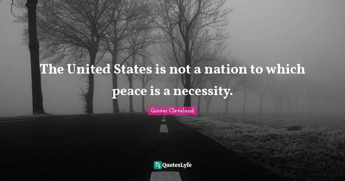 The United States is not a nation to which peace is a necessity.