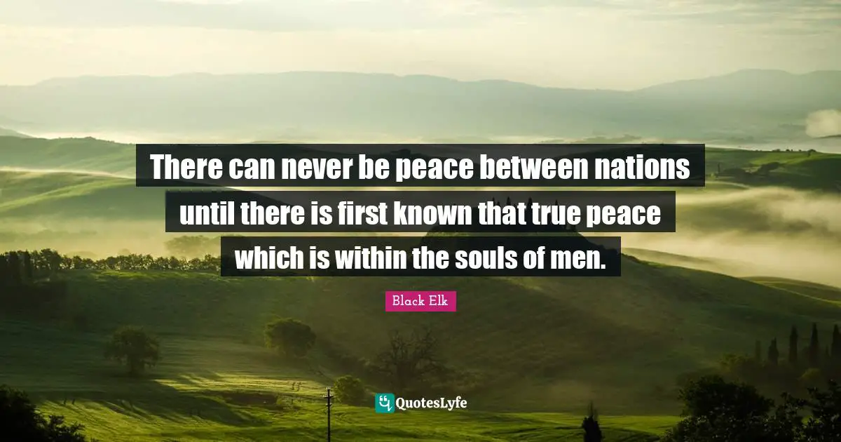 Black Elk Quotes: "There can never be peace between nations until there is first known that true peace which is within the souls of men."