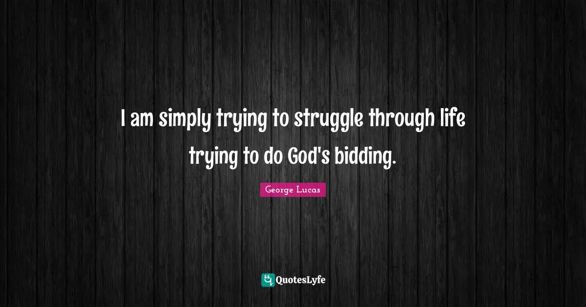 I am simply trying to struggle through life trying to do God's bidding.