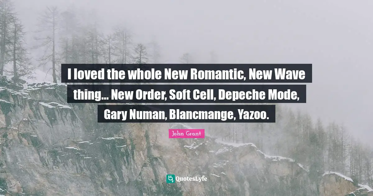 I loved the whole New Romantic, New Wave thing... New Order, Soft Cell, Depeche Mode, Gary Numan, Blancmange, Yazoo.