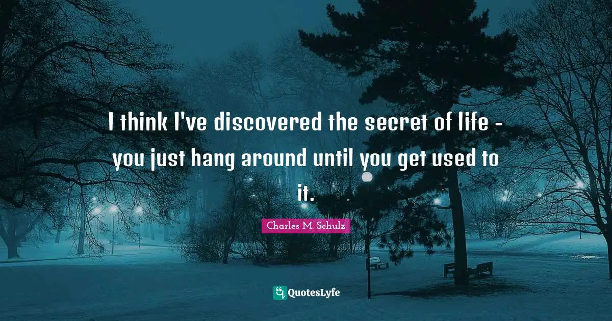 I think I've discovered the secret of life - you just hang around until you get used to it.