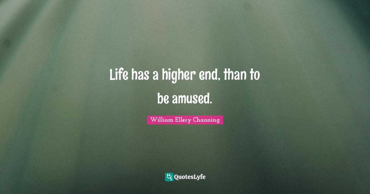 Life has a higher end, than to be amused.