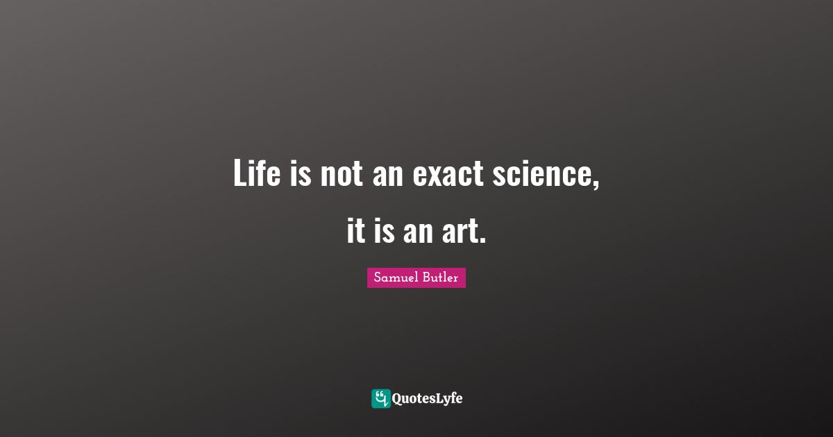 Life is not an exact science, it is an art.