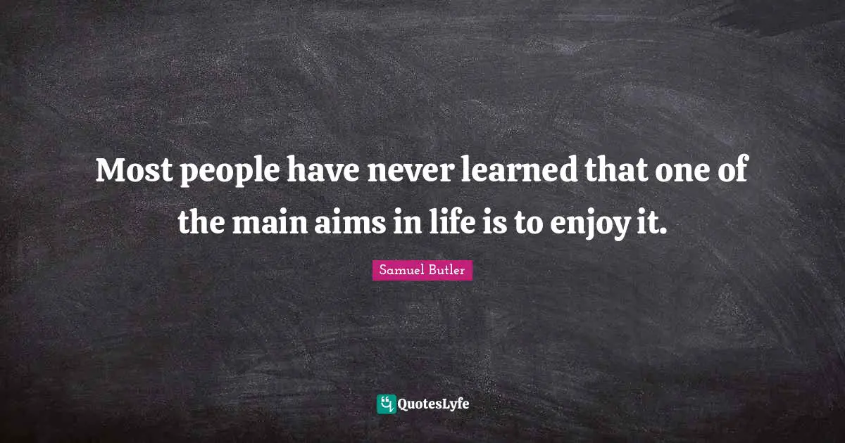 Most people have never learned that one of the main aims in life is to enjoy it.