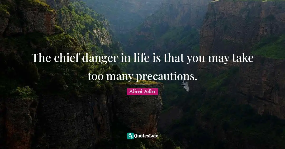 Danger Quotes: "The chief danger in life is that you may take too many precautions."