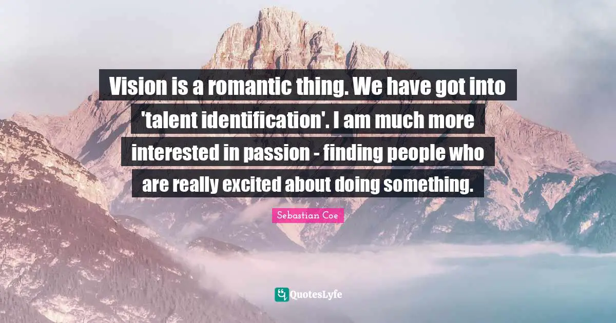 Vision is a romantic thing. We have got into 'talent identification'. I am much more interested in passion - finding people who are really excited about doing something.