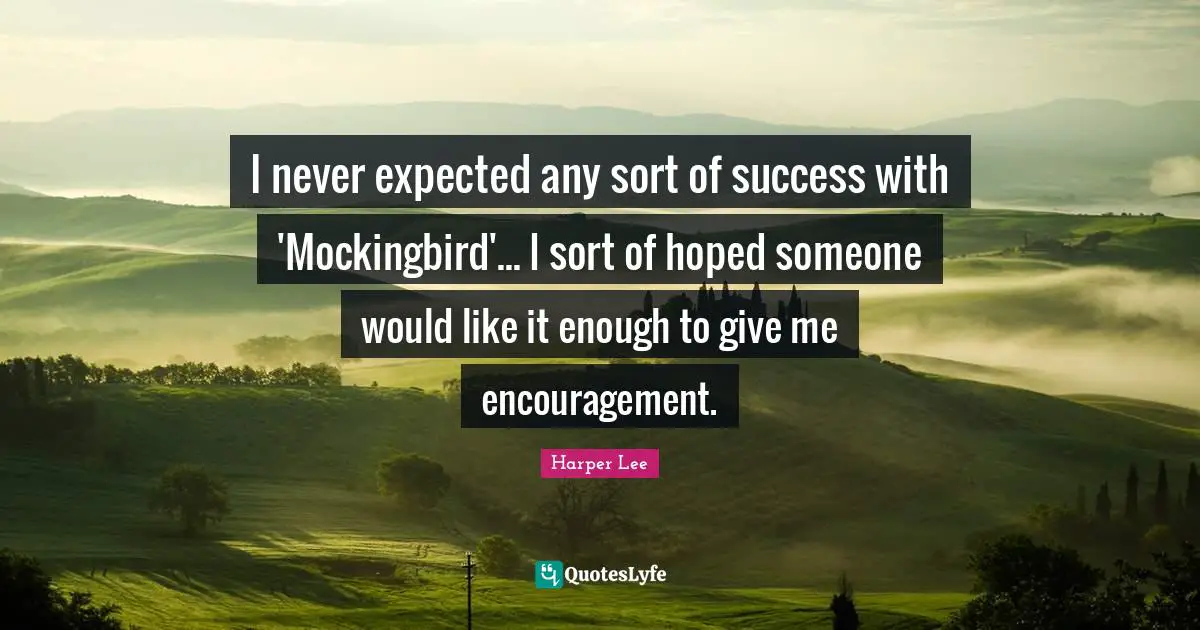 I never expected any sort of success with 'Mockingbird'... I sort of hoped someone would like it enough to give me encouragement.