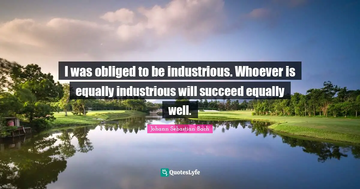 SebastiAn Quotes: "I was obliged to be industrious. Whoever is equally industrious will succeed equally well."