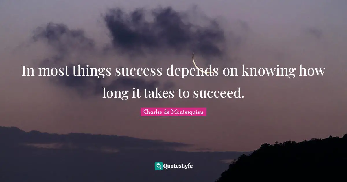 In most things success depends on knowing how long it takes to succeed.