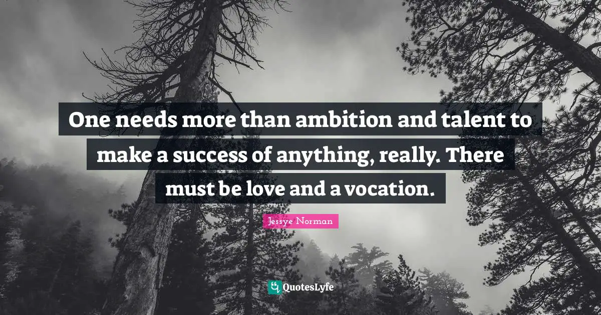 One needs more than ambition and talent to make a success of anything, really. There must be love and a vocation.