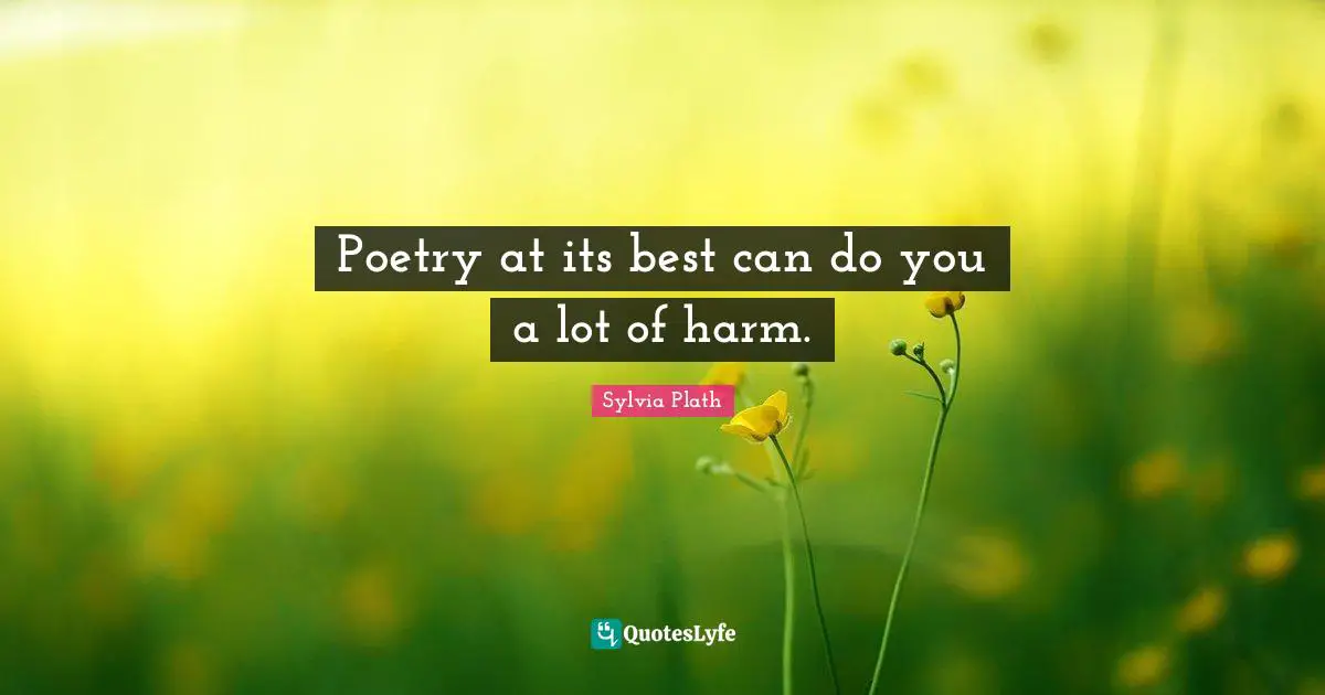 Poetry at its best can do you a lot of harm.