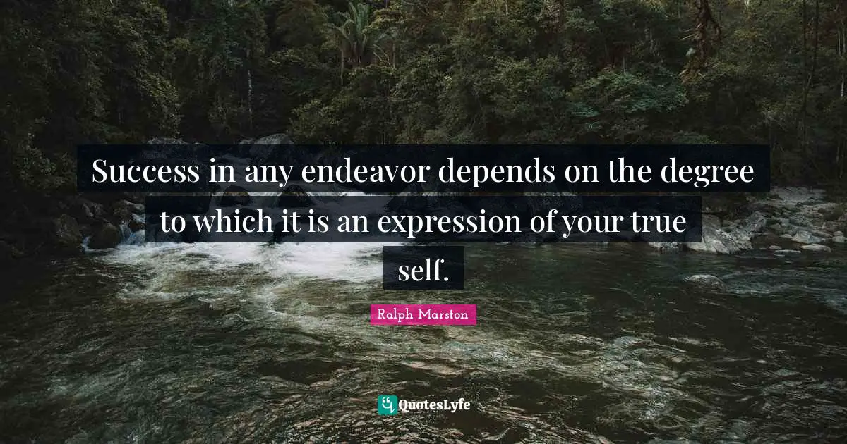 True Self Quotes: "Success in any endeavor depends on the degree to which it is an expression of your true self."