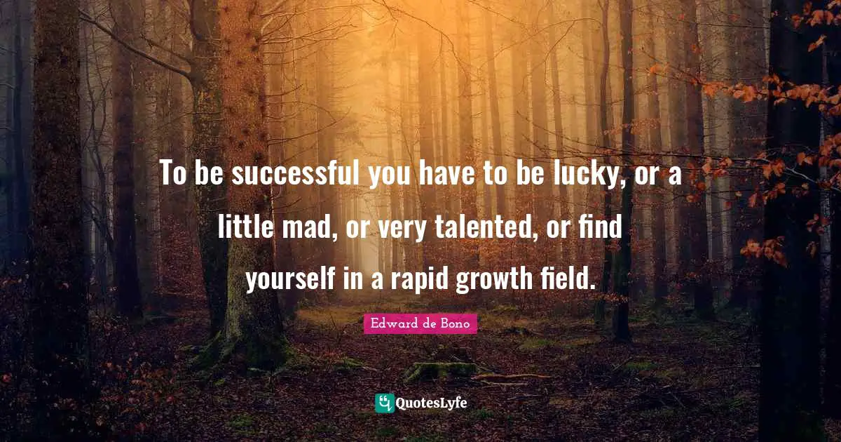 To be successful you have to be lucky, or a little mad, or very talented, or find yourself in a rapid growth field.