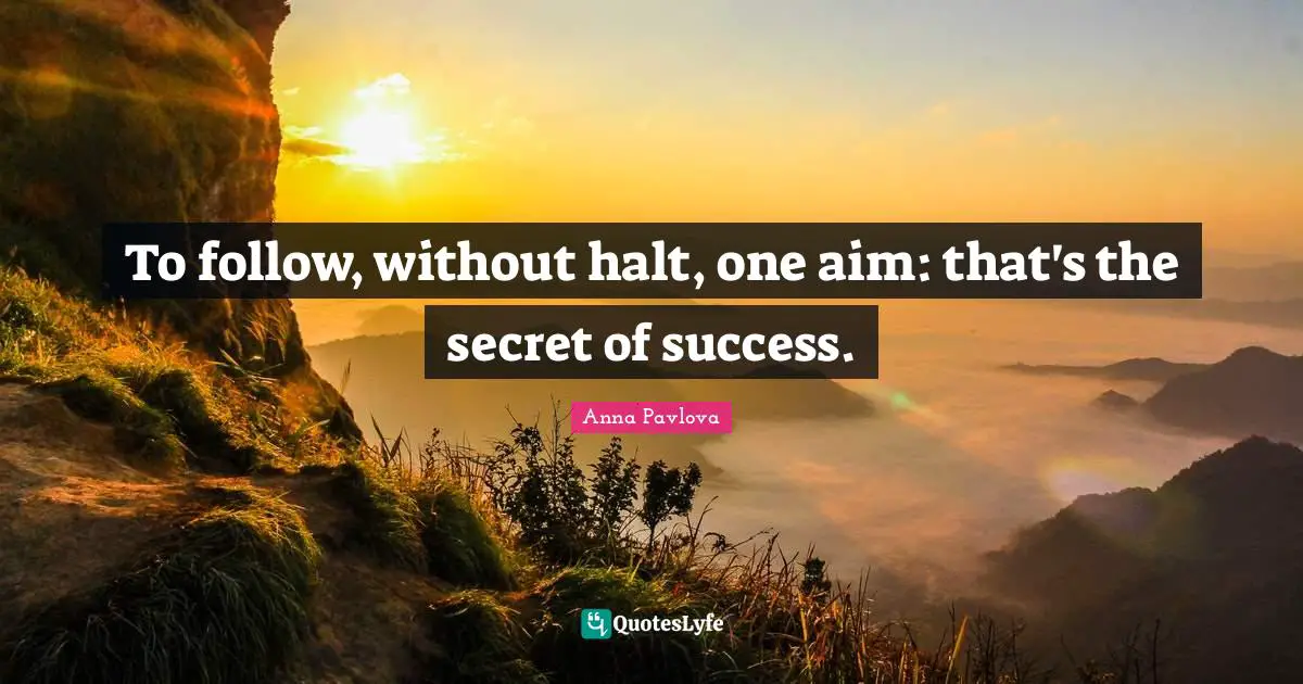 To follow, without halt, one aim: that's the secret of success.