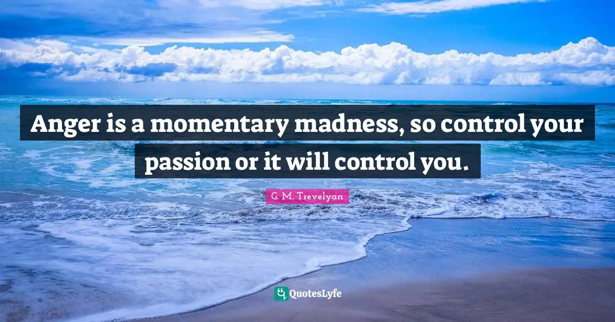 Anger is a momentary madness, so control your passion or it will control you.