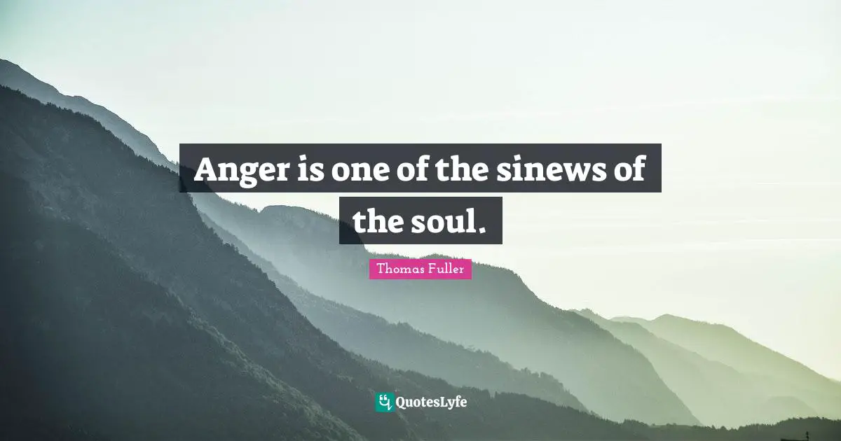 Anger is one of the sinews of the soul.