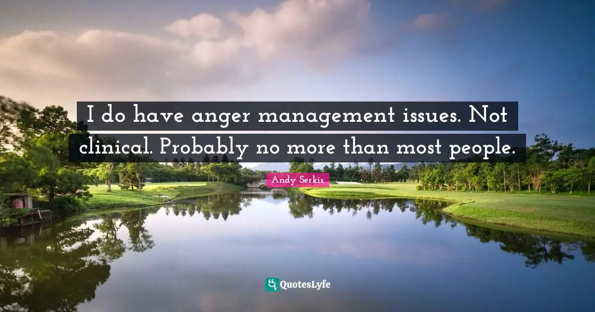 I do have anger management issues. Not clinical. Probably no more than most people.