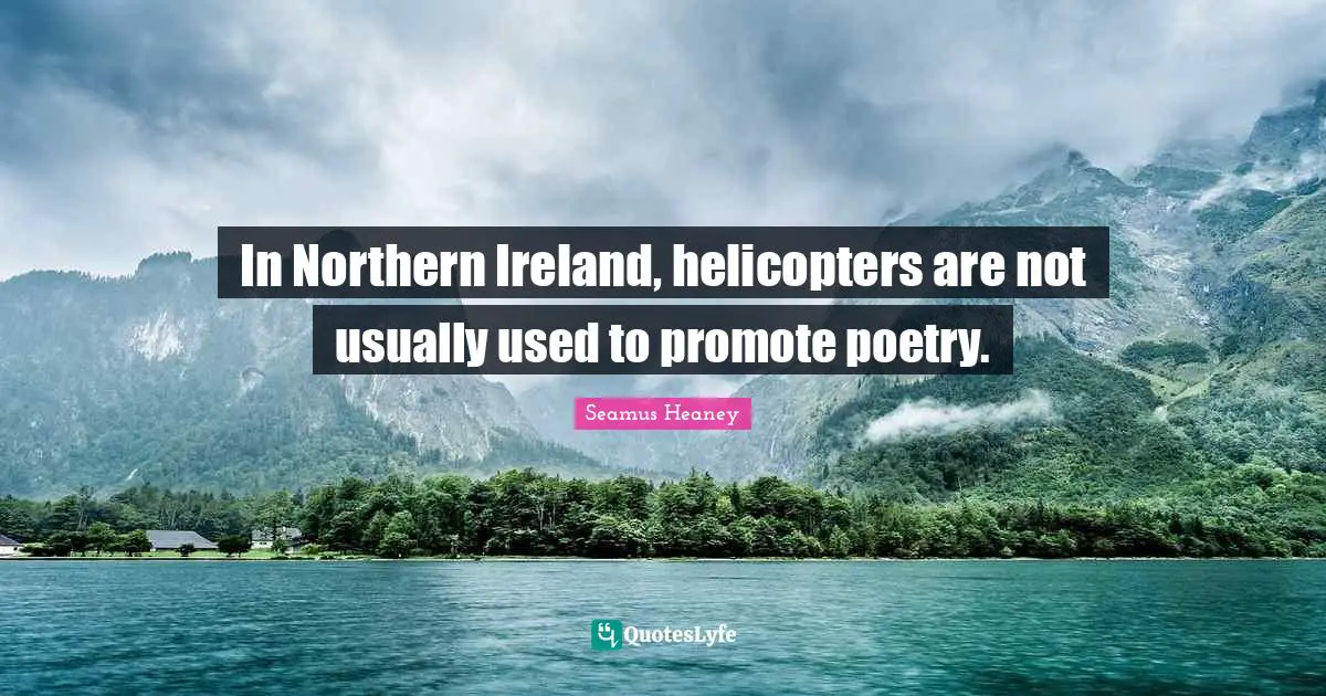 In Northern Ireland, helicopters are not usually used to promote poetry.