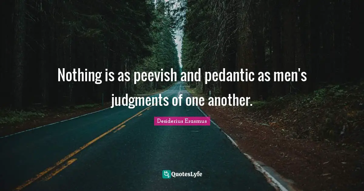 Nothing is as peevish and pedantic as men's judgments of one another.