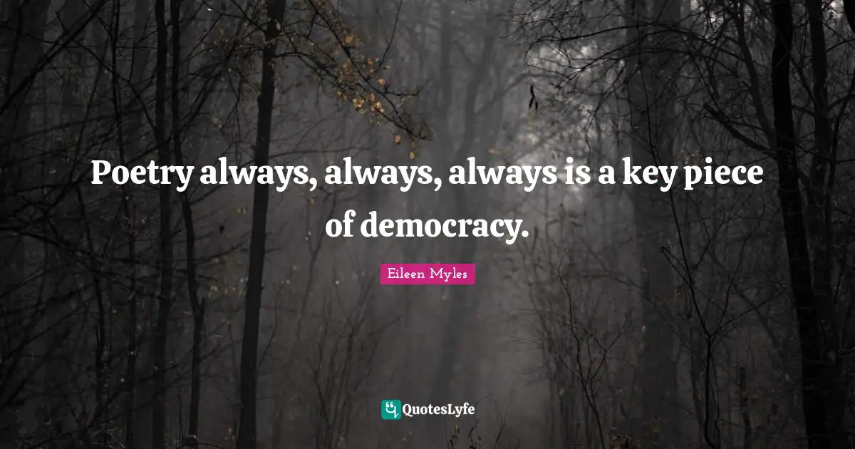 Poetry always, always, always is a key piece of democracy.
