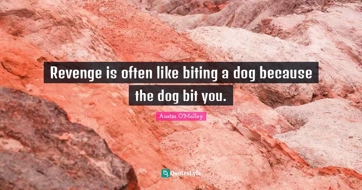 Revenge is often like biting a dog because the dog bit you.