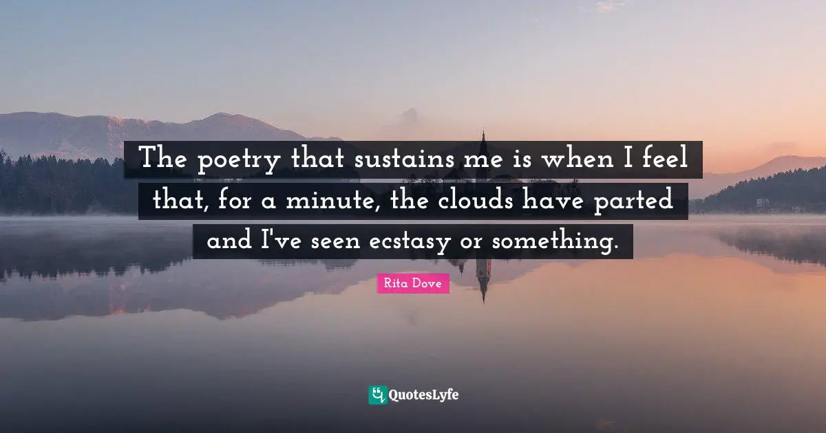 The poetry that sustains me is when I feel that, for a minute, the clouds have parted and I've seen ecstasy or something.