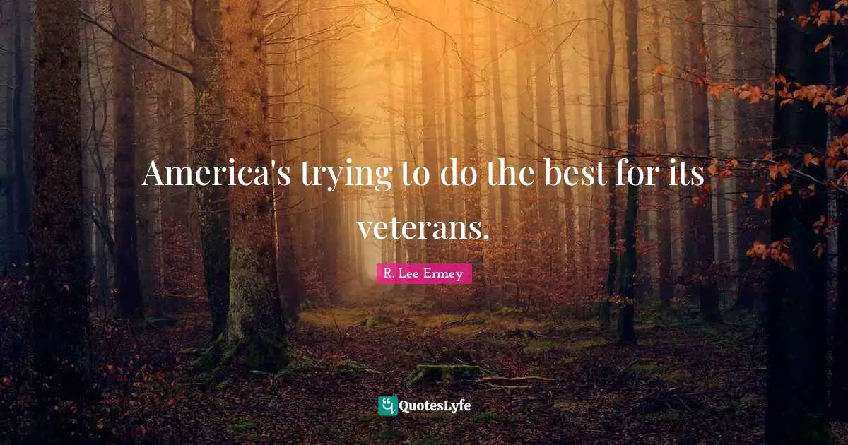 America's trying to do the best for its veterans.