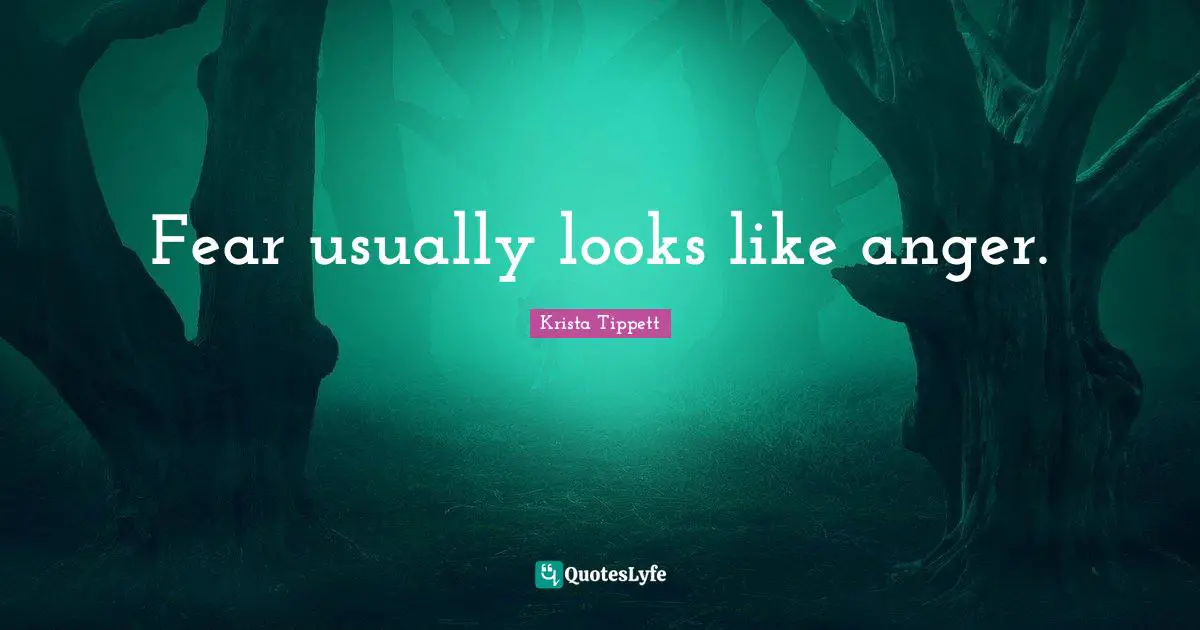 Krista Tippett Quotes: "Fear usually looks like anger."