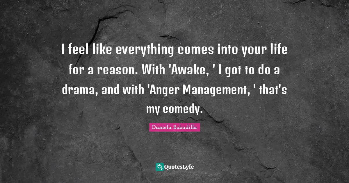 I feel like everything comes into your life for a reason. With 'Awake, ' I got to do a drama, and with 'Anger Management, ' that's my comedy.