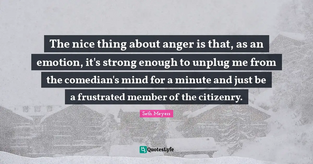 The nice thing about anger is that, as an emotion, it's strong enough to unplug me from the comedian's mind for a minute and just be a frustrated member of the citizenry.
