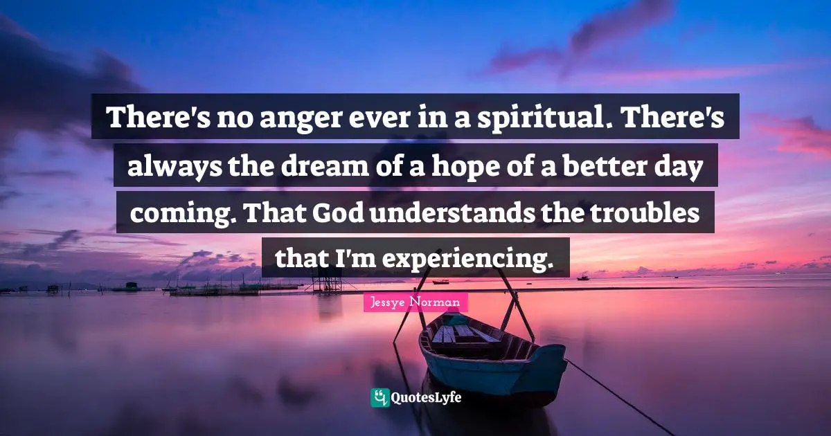 There's no anger ever in a spiritual. There's always the dream of a hope of a better day coming. That God understands the troubles that I'm experiencing.