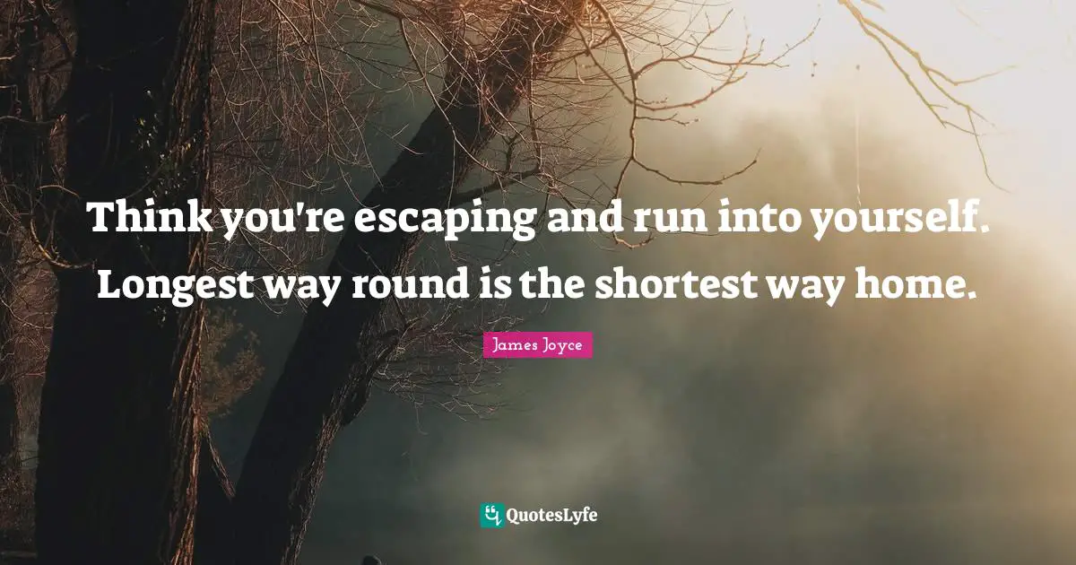 Think you're escaping and run into yourself. Longest way round is the shortest way home.