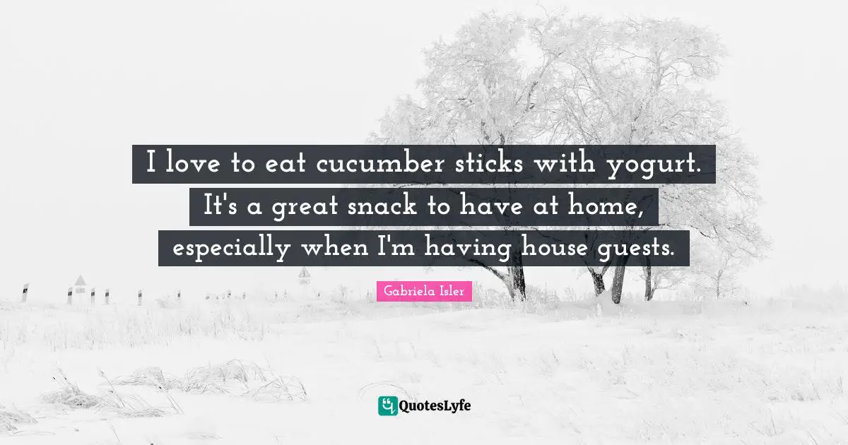 I love to eat cucumber sticks with yogurt. It's a great snack to have at home, especially when I'm having house guests.