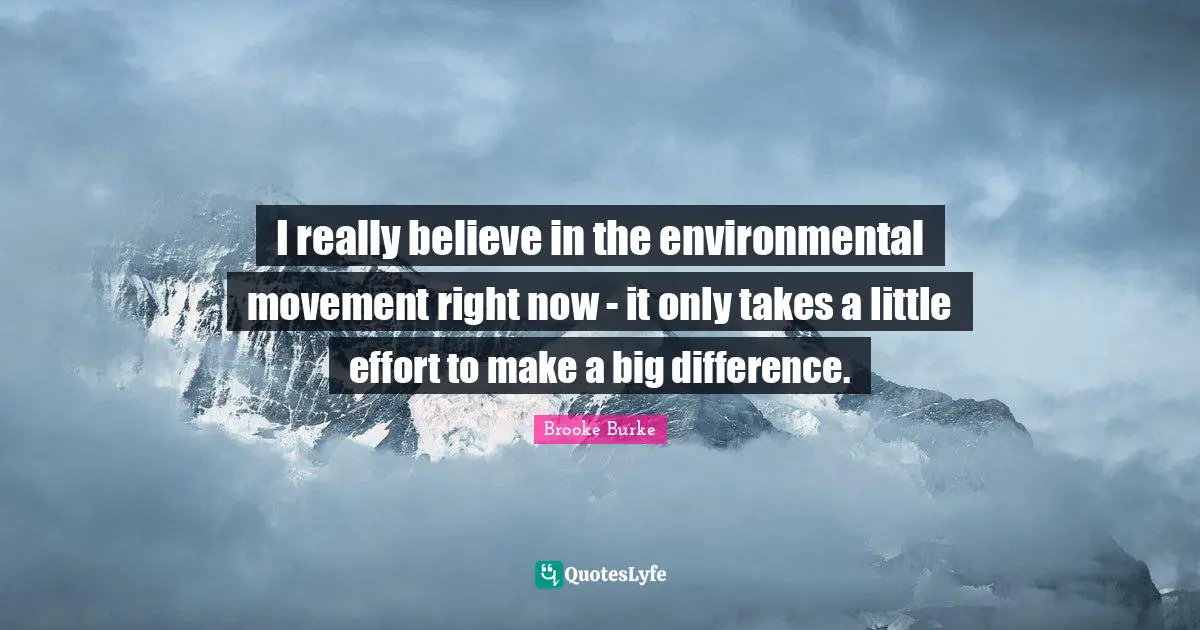 I really believe in the environmental movement right now - it only takes a little effort to make a big difference.