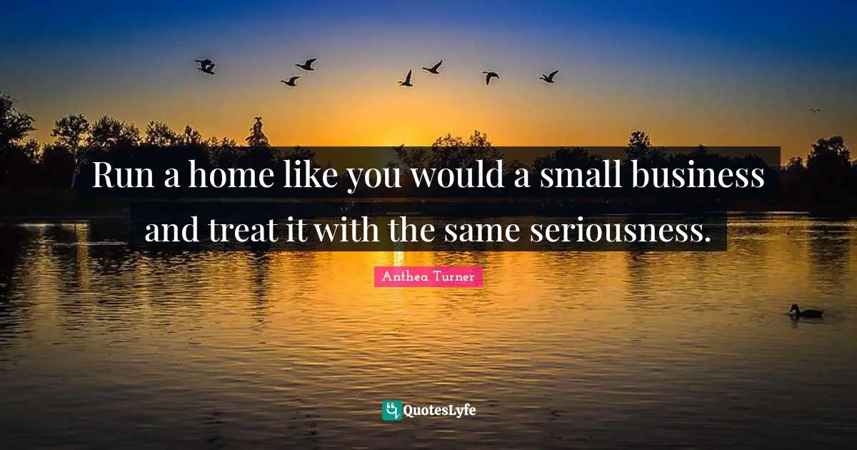 Anthea Turner Quotes: "Run a home like you would a small business and treat it with the same seriousness."