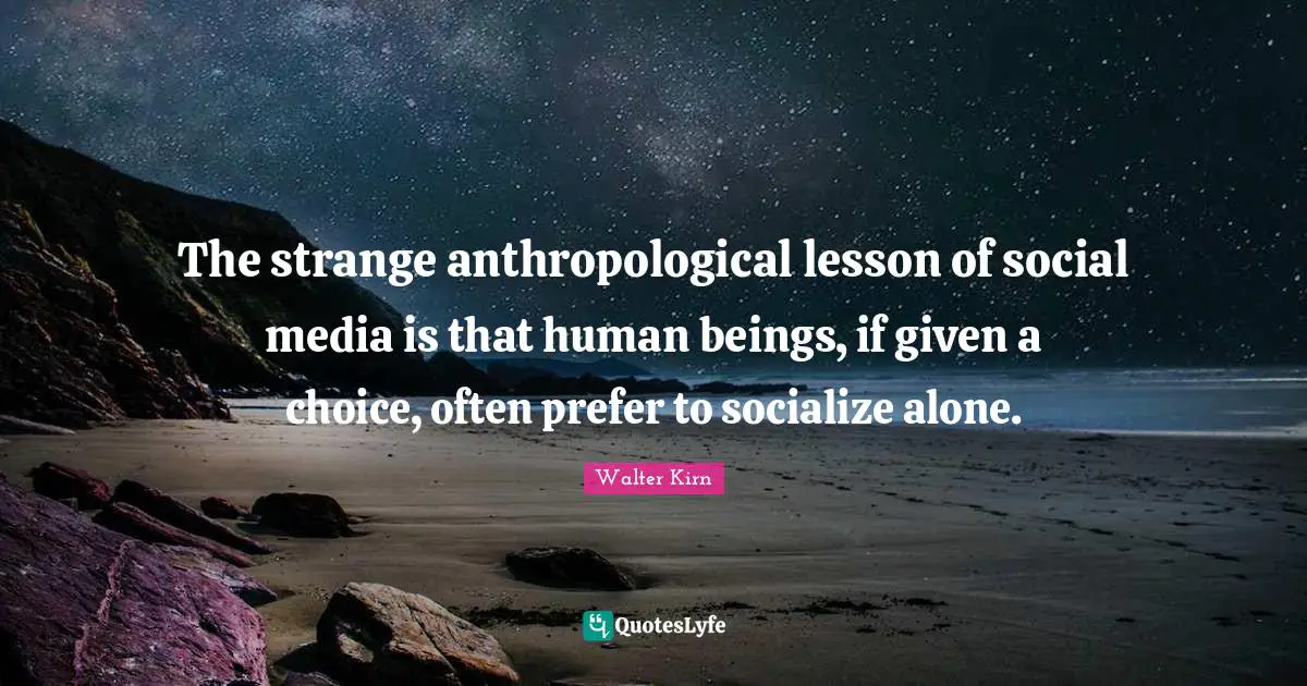 The strange anthropological lesson of social media is that human beings, if given a choice, often prefer to socialize alone.