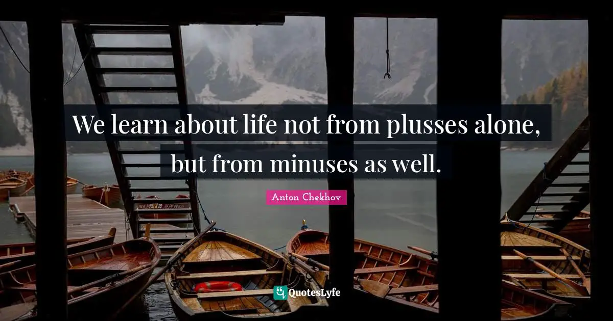 We learn about life not from plusses alone, but from minuses as well.