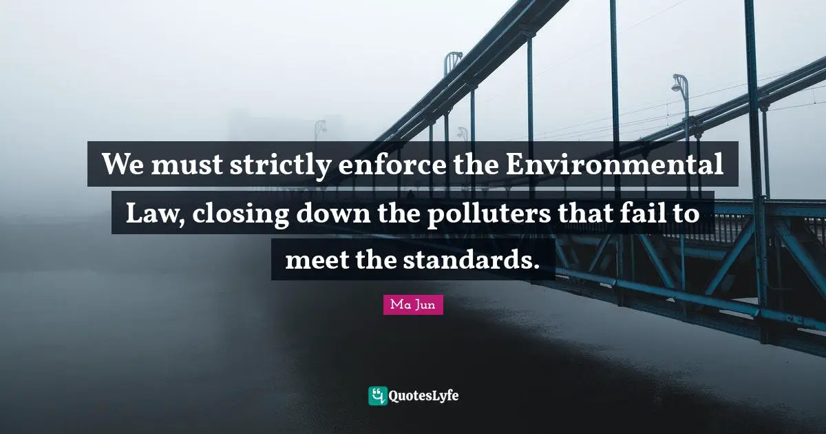 We must strictly enforce the Environmental Law, closing down the polluters that fail to meet the standards.
