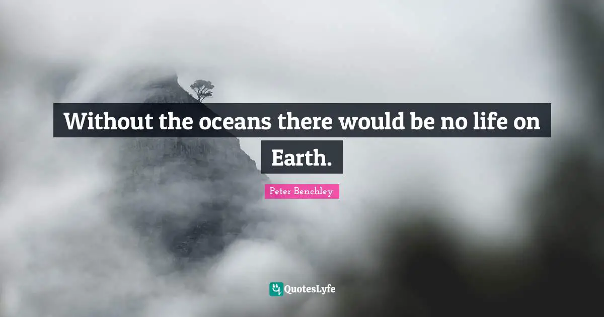 Without the oceans there would be no life on Earth.