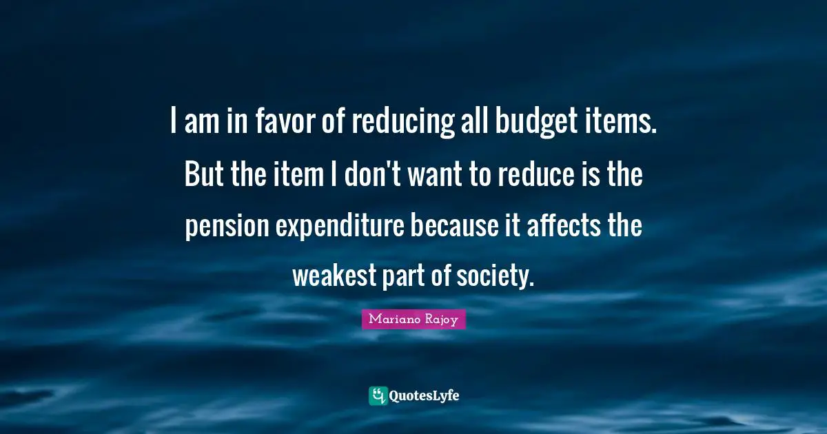I am in favor of reducing all budget items. But the item I don't want to reduce is the pension expenditure because it affects the weakest part of society.