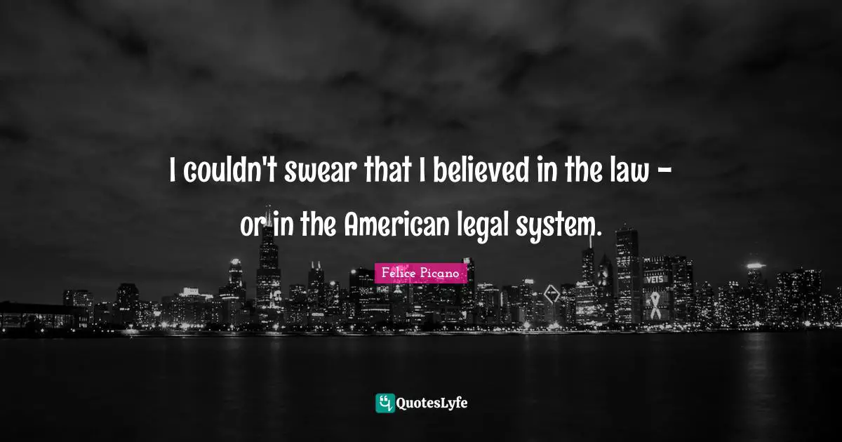 I couldn't swear that I believed in the law - or in the American legal system.