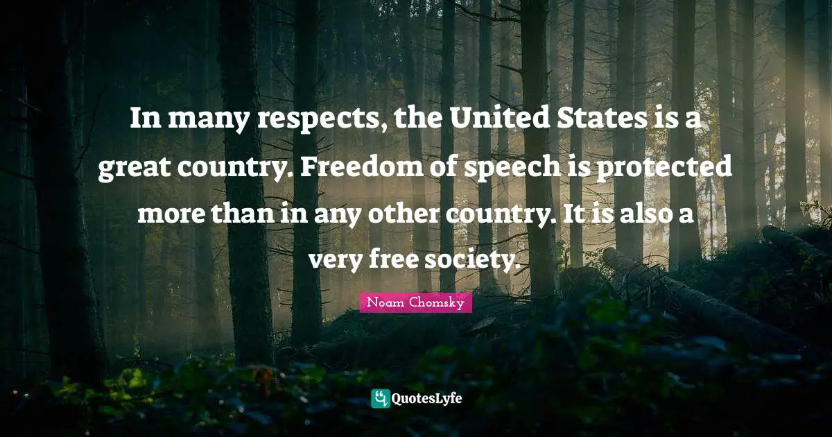 In many respects, the United States is a great country. Freedom of speech is protected more than in any other country. It is also a very free society.