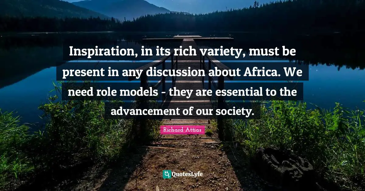 Inspiration, in its rich variety, must be present in any discussion about Africa. We need role models - they are essential to the advancement of our society.