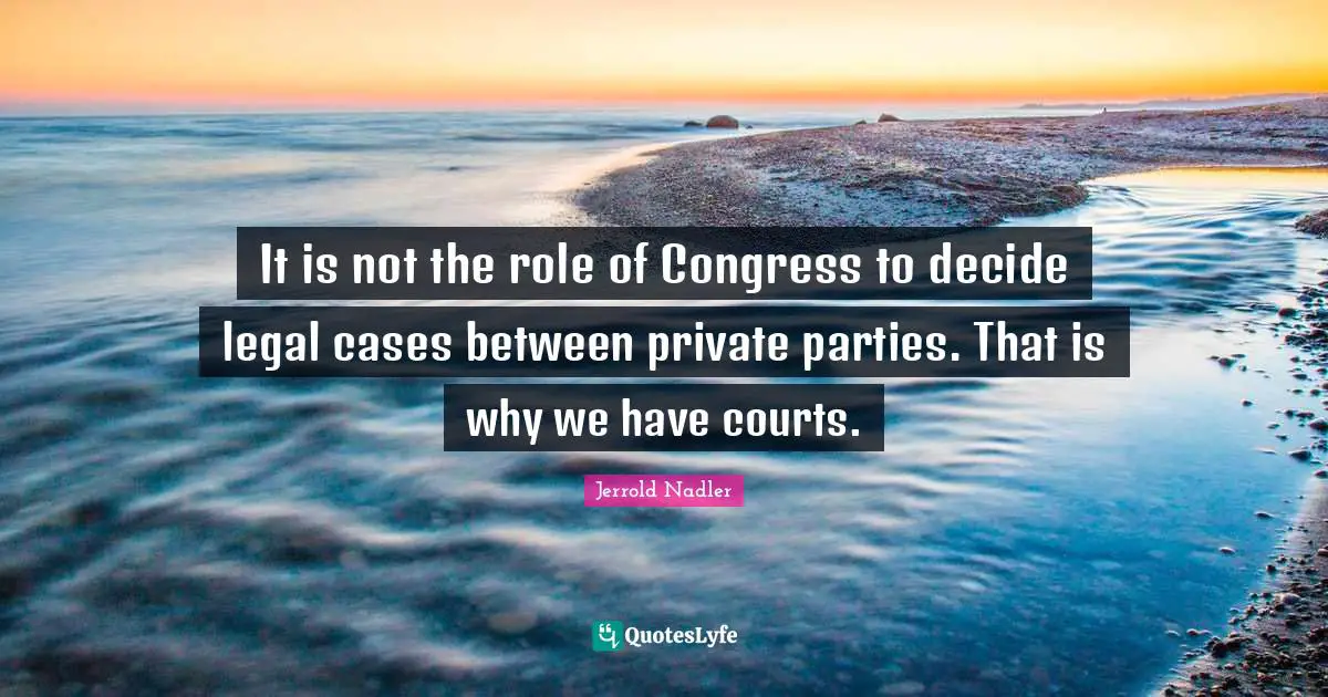 It is not the role of Congress to decide legal cases between private parties. That is why we have courts.