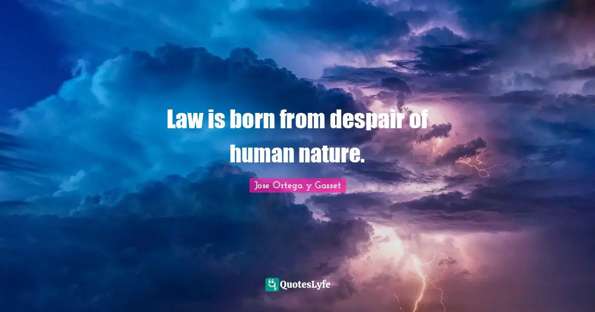 Law is born from despair of human nature.
