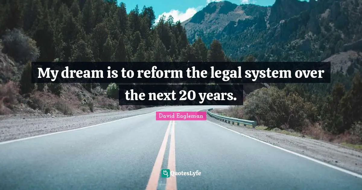 My dream is to reform the legal system over the next 20 years.