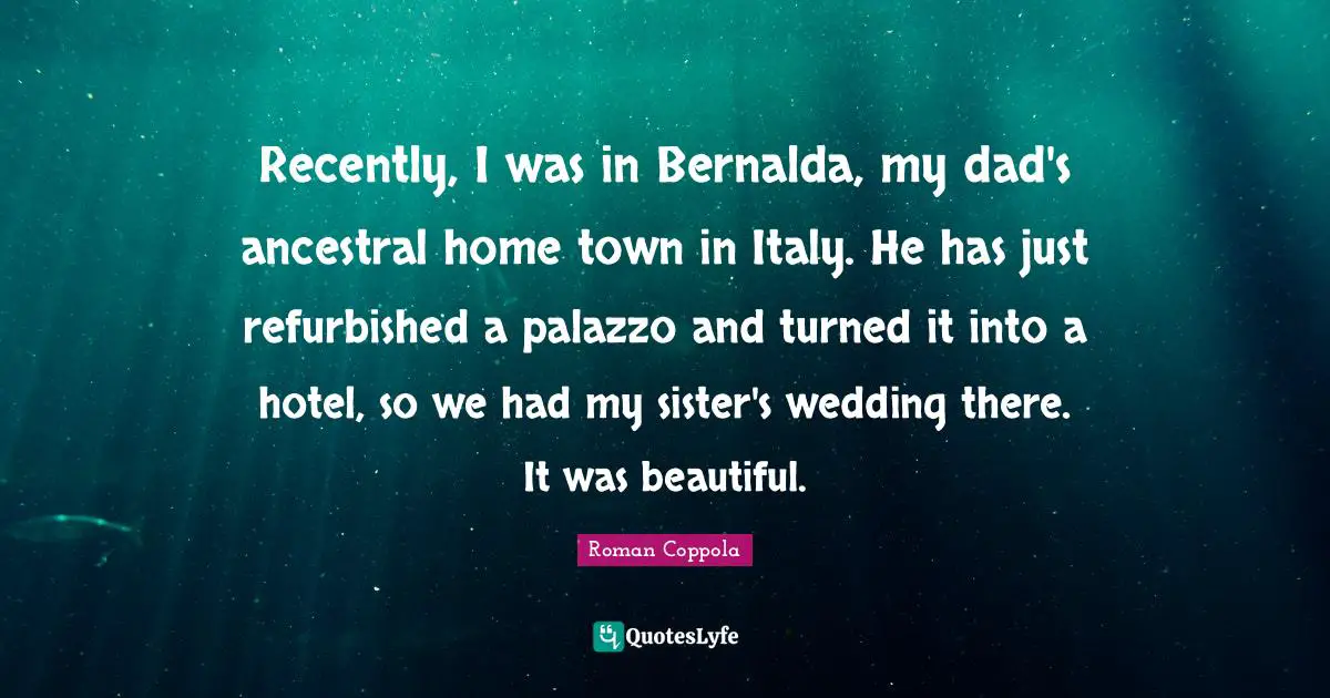 Recently, I was in Bernalda, my dad's ancestral home town in Italy. He has just refurbished a palazzo and turned it into a hotel, so we had my sister's wedding there. It was beautiful.