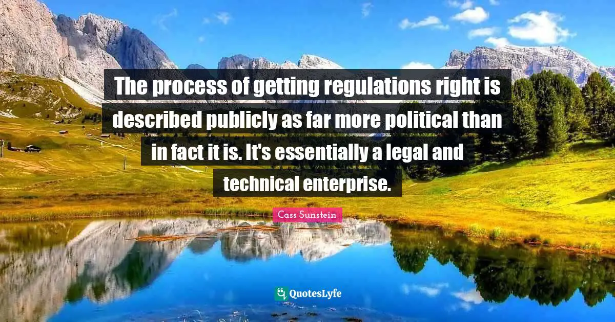 The process of getting regulations right is described publicly as far more political than in fact it is. It's essentially a legal and technical enterprise.