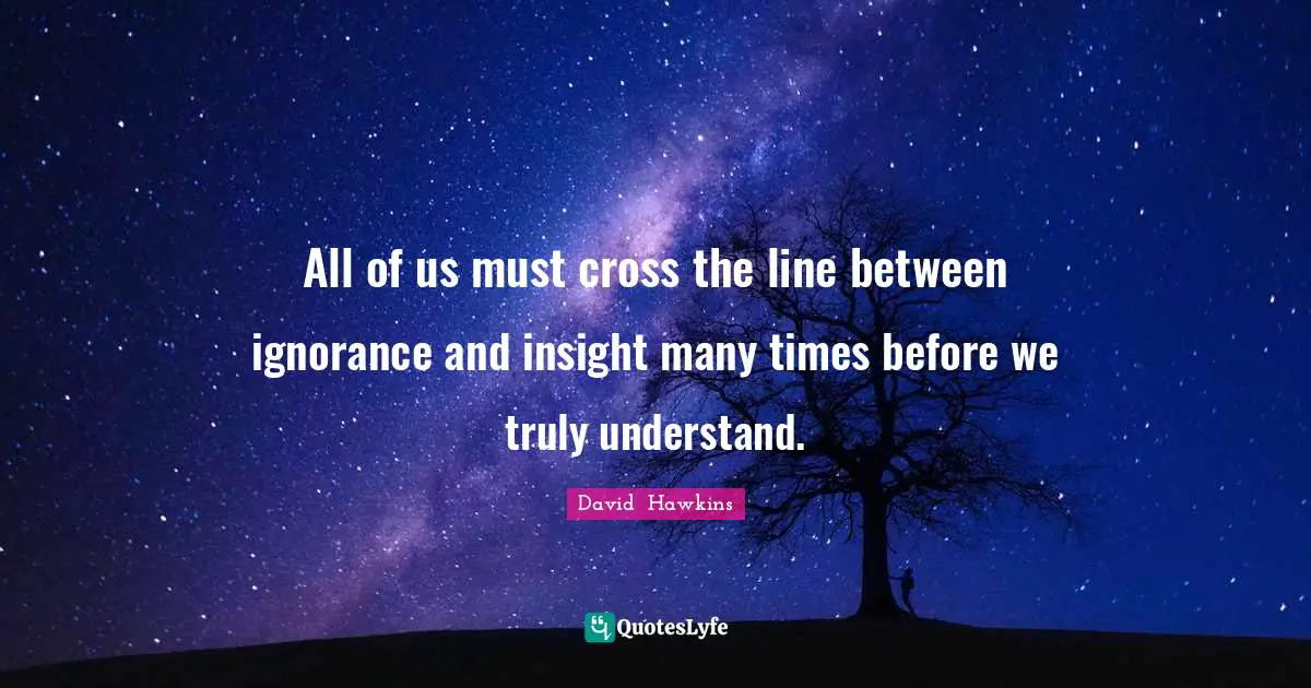 All of us must cross the line between ignorance and insight many times before we truly understand.