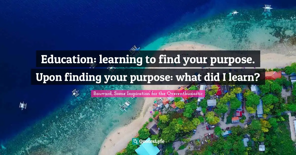 Education: learning to find your purpose. Upon finding your purpose: what did I learn?